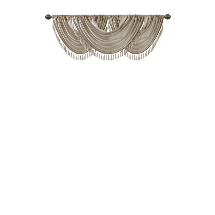 Gracie Mills Aurelius Faux Silk Sheen Waterfall Embellished Valance