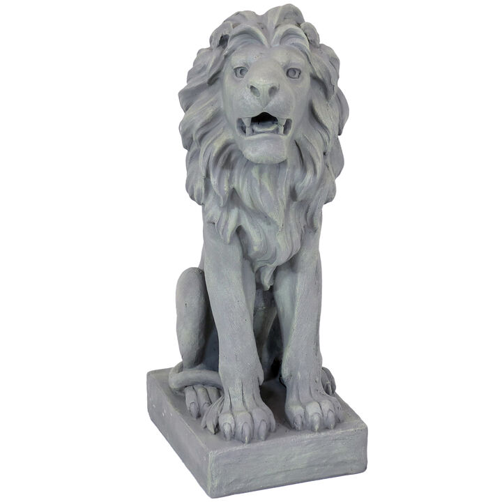 Sunnydaze Noble Beast Sitting Lion Outdoor Concrete Statue - 30 in