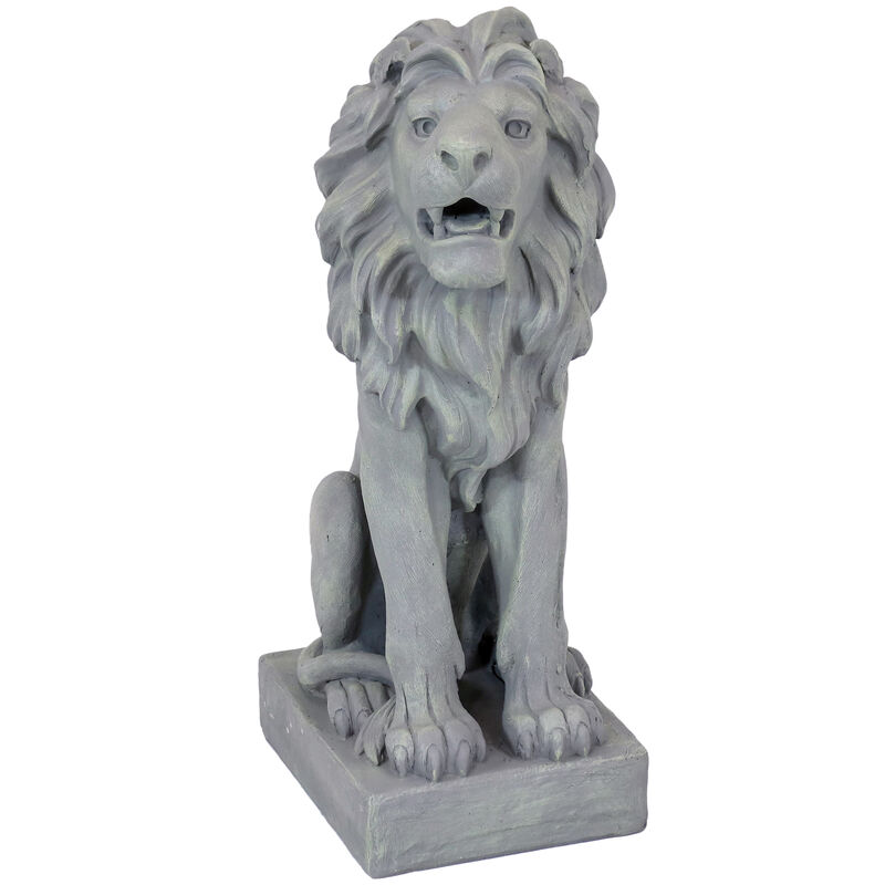 Sunnydaze Noble Beast Sitting Lion Outdoor Concrete Statue - 30 in