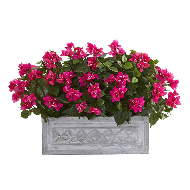 Hivvago 30" Bougainvillea Artificial Plant in Stone Planter