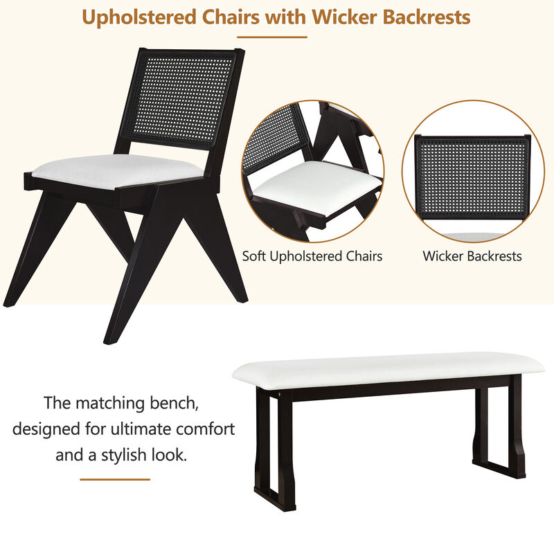 Merax Modern 6-Piece Extendable Dining Table Chairs Bench Set