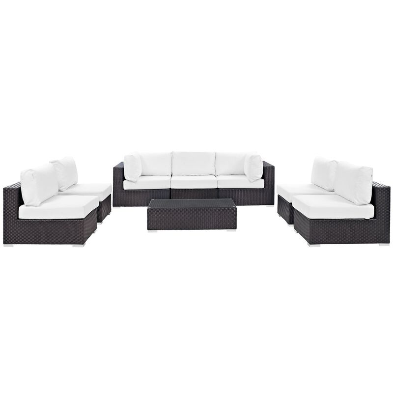 Convene Outdoor Sectional Set - Durable Rattan Weave, Weather-Resistant Cushions, 8-Piece Furniture Set for Patio, Backyard, Poolside Retreat