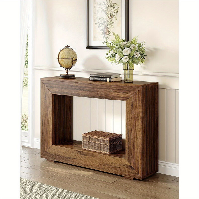 Farmhouse Console Table, 47 Inches Entryway Console Table with Storage, Industrial Hallway Accent Table for Living Room, Entrance, Deck Boxes
