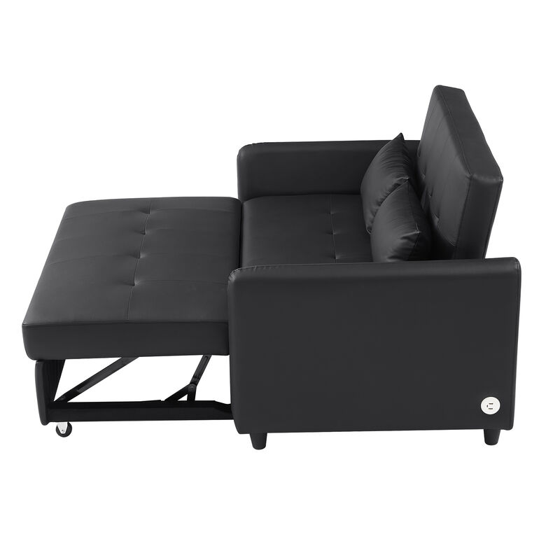 Merax Convertible PU Loveseat Sleeper Sofa Bed