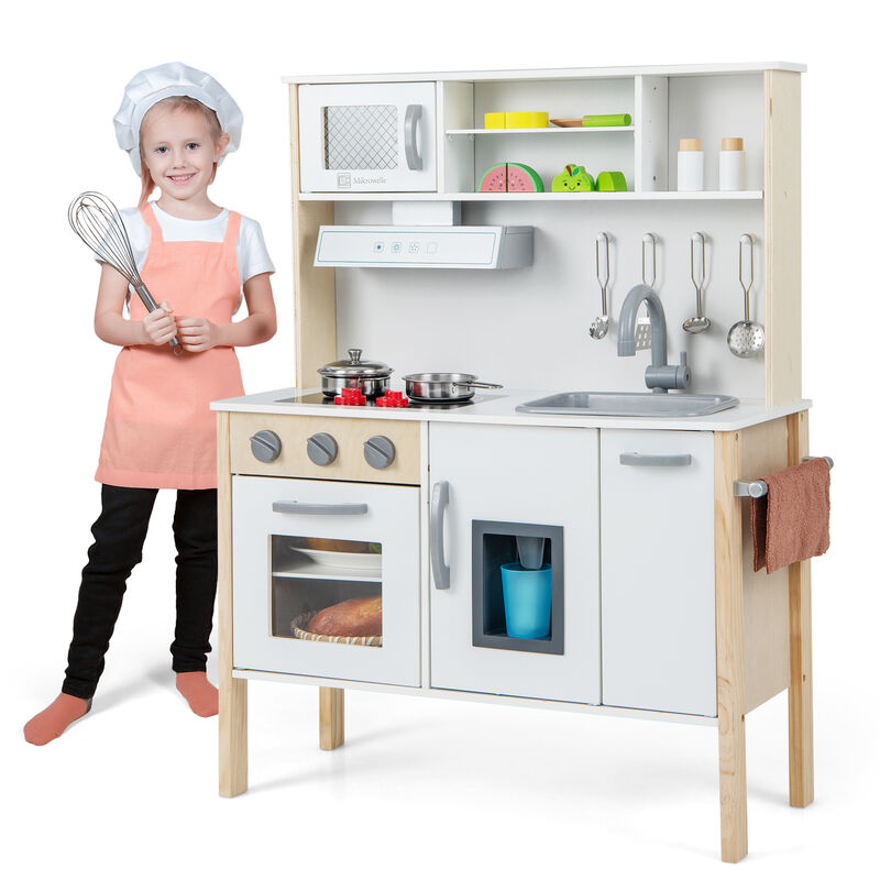 Wooden Pretend Play Kitchen Set for Toddlers – Interactive Toy Kitchen with Accessories