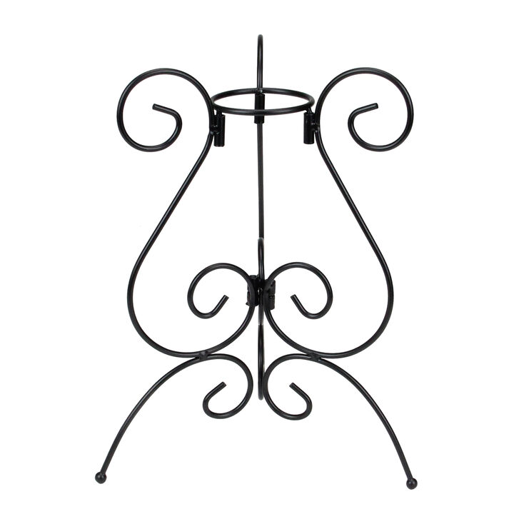 11.25" Black Curved Scroll Design Outdoor Patio Garden Gazing Ball Stand