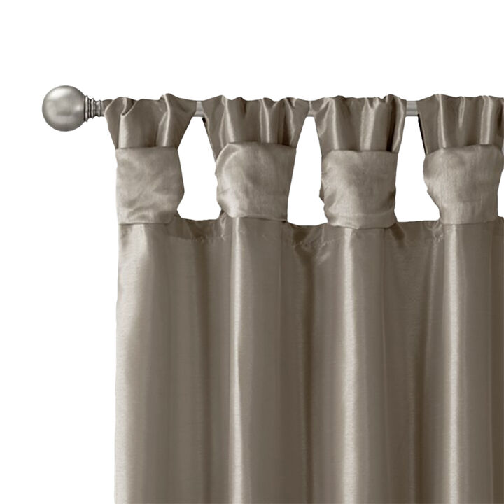 Gracie Mills Elroy Twist Tab Lined Faux Silk Window Curtain Panel - 50x108"