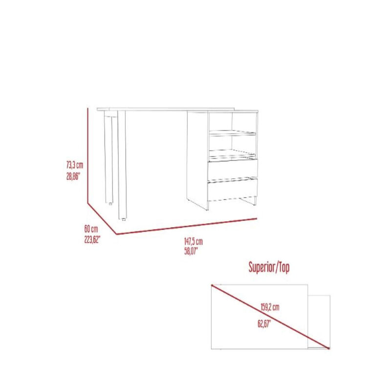 120 Writing Desk Cusco, Office, Light Gray