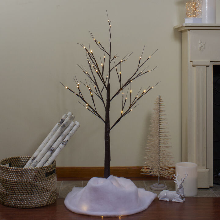 4' LED Lighted Christmas Brown Birch Twig Tree Outdoor Decoration - Warm White LIghts