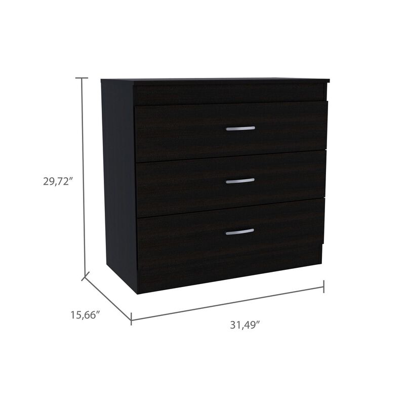 DEPOT E-SHOP Zurich Three Drawers Dresser, Metal Hardware, Superior Top