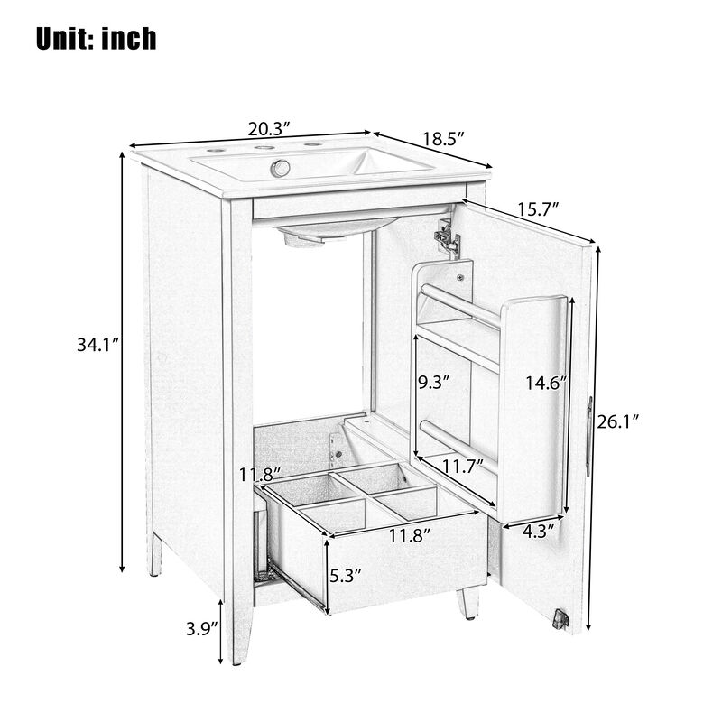 Merax 20.3" Bathroom Vanity with Sink and Soft-closing Door