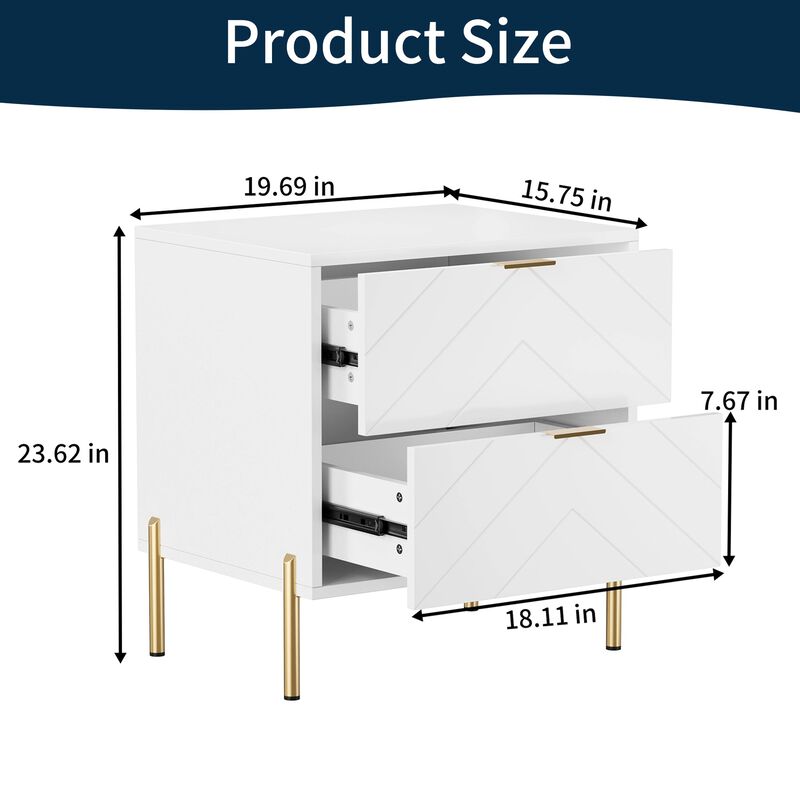 2-Drawer Nightstand With Elegant Design