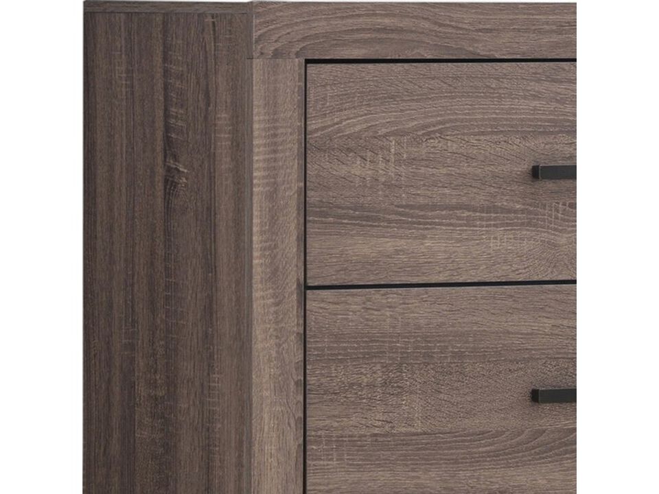 4 Drawer Chest with Metal Bar Pulls, Brown - Benzara