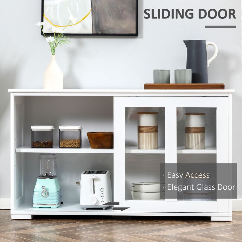 White Kitchen Organizer: Stackable Sideboard with Glass Door