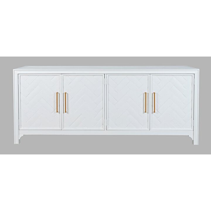 Jofran Gramercy Mid-Century Modern Chevron Four Door 79 Accent Cabinet
