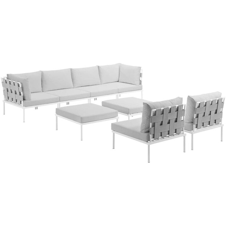 Harmony 8 Piece Outdoor Patio Aluminum Sectional Sofa Set - White White