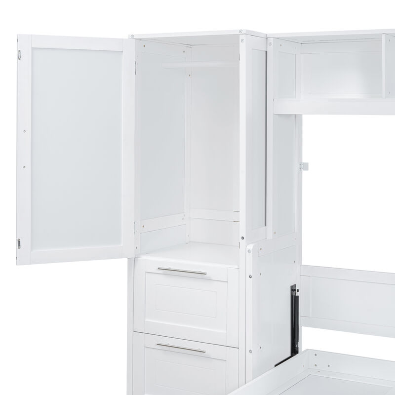 Merax Murphy Bed Wall Bed with Closet and Drawers