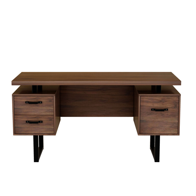 Home Office Computer Desk With Drawers/Hanging Letter-Size Files, 59 Inch Writing Study Table