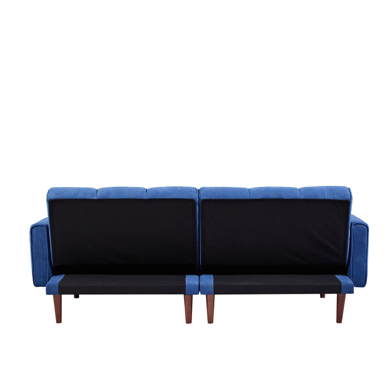 Modern Blue Convertible Futon with Adjustable Couch
