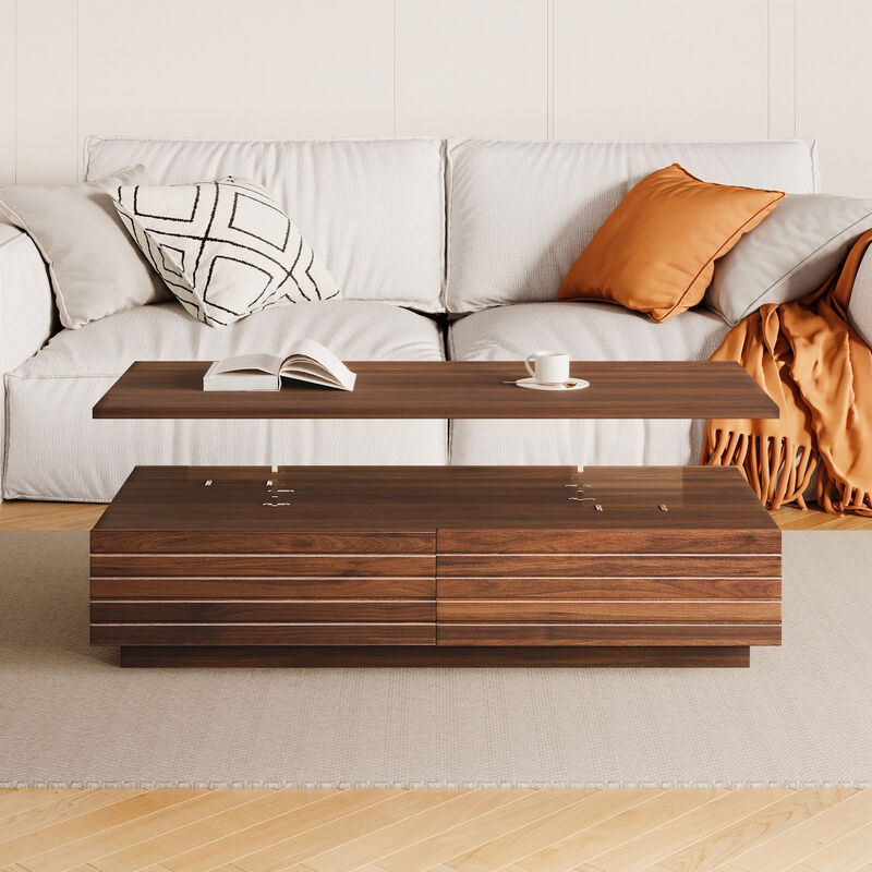 Merax Modern Rectangular Coffee Table with LED Lights