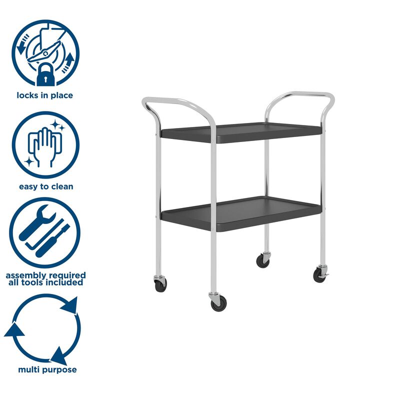 COSCO Stylaire Retro 2-Tier Serving Cart with Wheels
