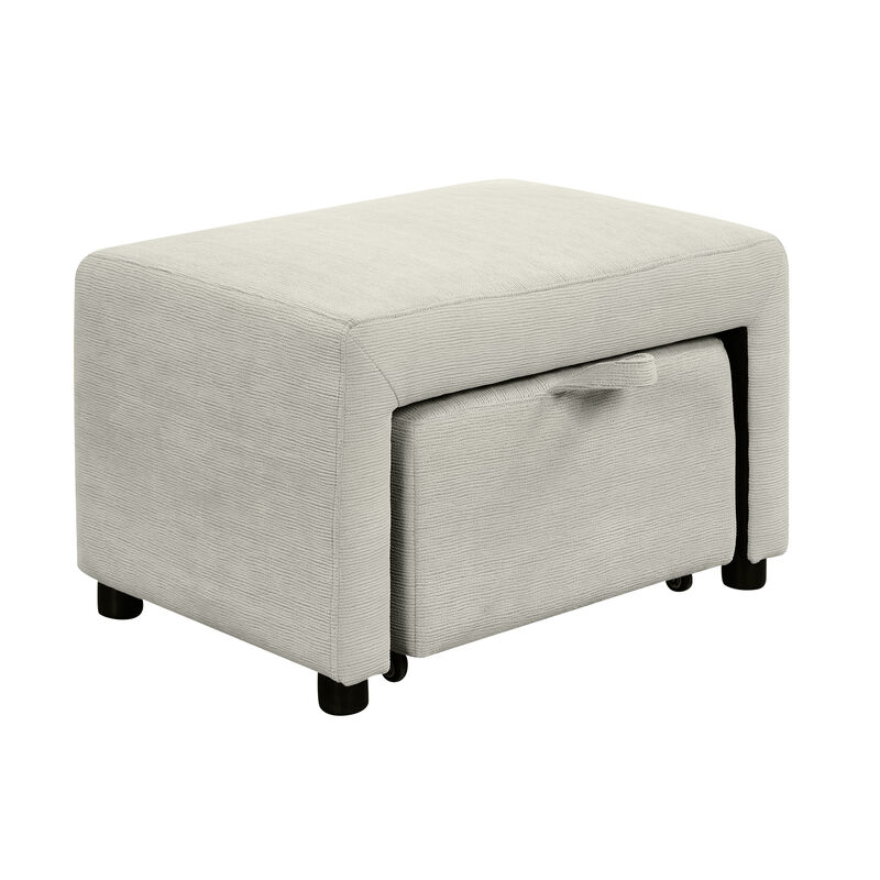 86.6" Sectional Sofa L-shaped Sofa Couch Pull-out Sofa Bed with a Movable Ottoman, Two USB Ports  and Two Cup Holders for Living Room, Beige