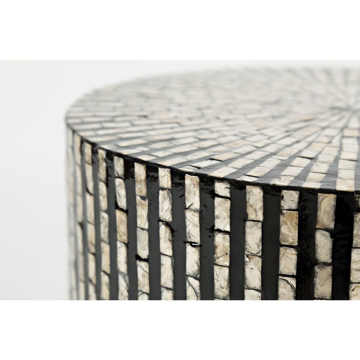 Global Archive Handcrafted Capiz Shell Terrazzo Modern Accent End Table