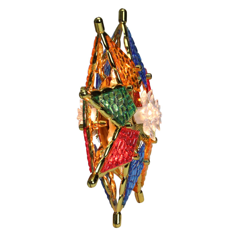 8" Pre-Lit Red and Green Crystal 8-Point Star Christmas Tree Topper - Clear Lights