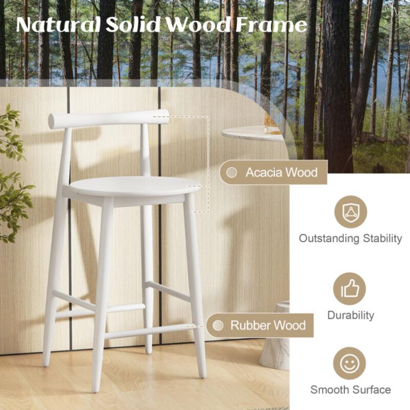 Hivvago Counter Height Bar Chair Set with Acacia Wood Frame and Supporting Legs