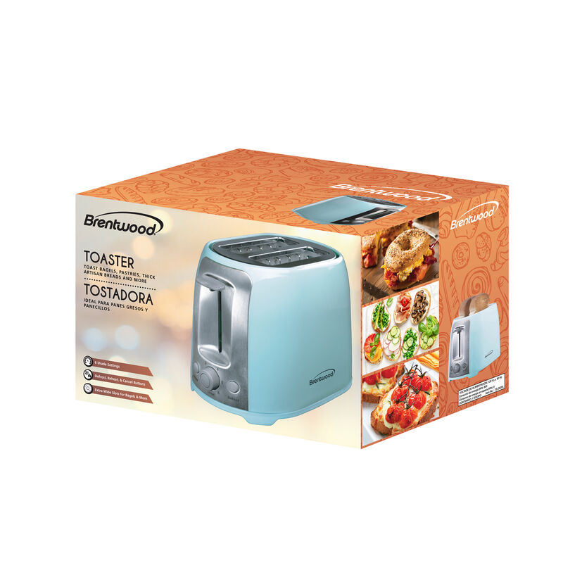 Brentwood Cool Touch 2 Slice Extra Wide Slot Toaster in Blue