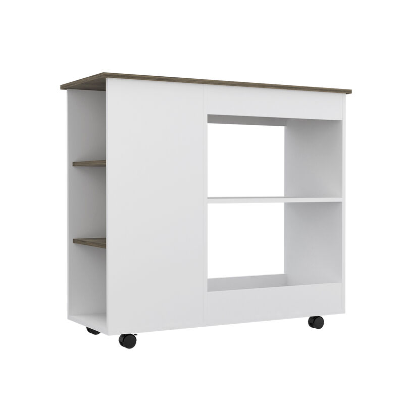 Kitchen Cart Kamizaze, Kitchen, White / Dark Brown
