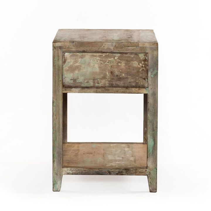 Belen Kox Coastal Vintage Teak Wood Nightstand, Belen Kox