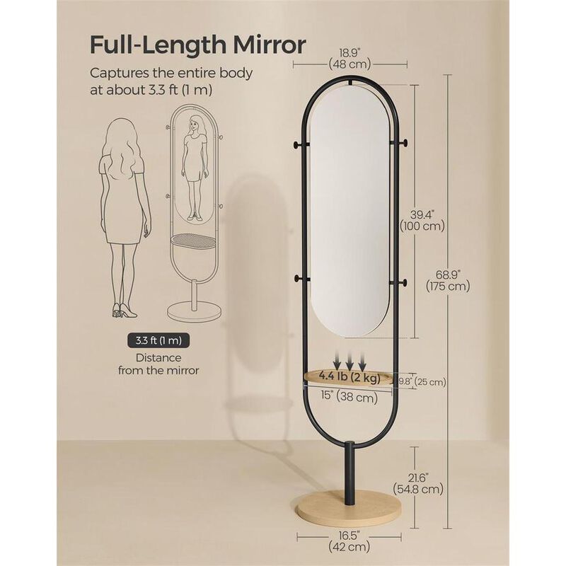3-in-1 Full-Length Floor Mirror