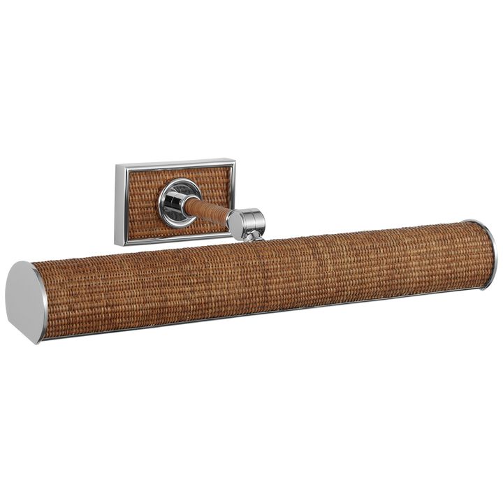 Halwell 18" Picture Light in Polished Nickel and Natural Woven Rattan