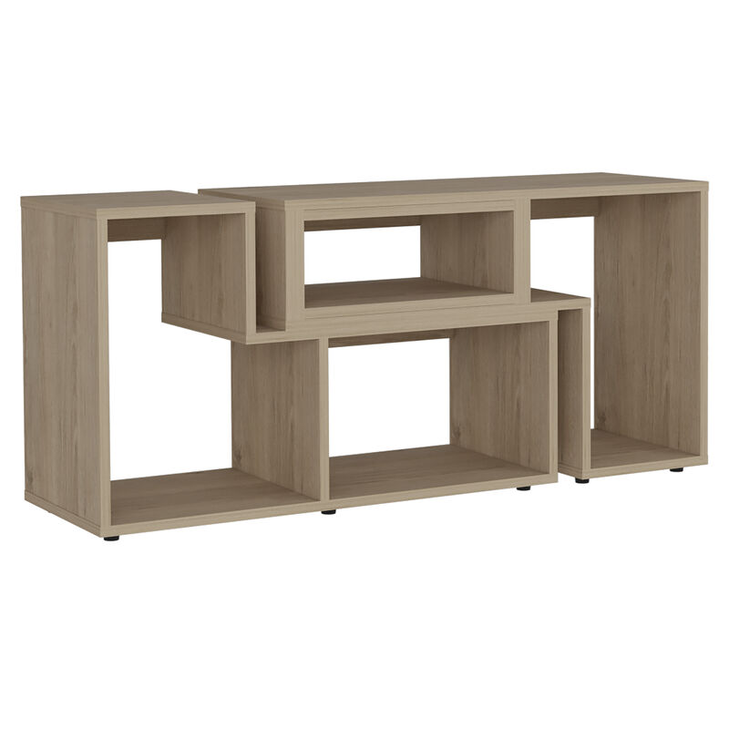 DEPOT E-SHOP Rose Extendable TV Stand, Multiple Shelves, Light Pine, Light Pine