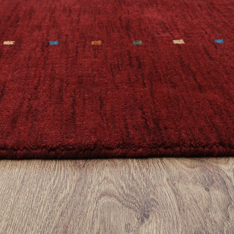 RUGSOTIC CARPETS HAND KNOTTED LOOM WOOL ECO-FRIENDLY AREA RUGS  - 8'x11', Rectangle, Red Color, Contemporary Modern Design, High Pile Thick Handmade Anti Skid Rugs for Living Room (L00105)
