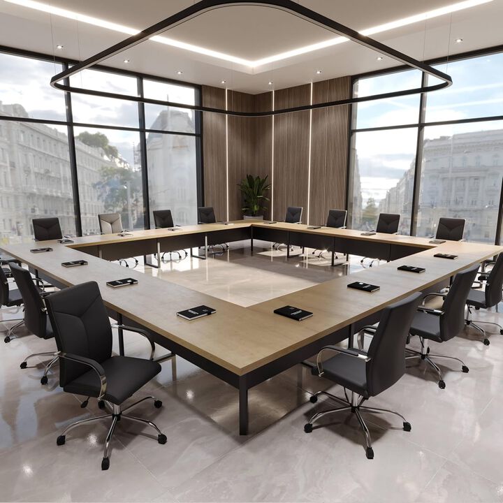 LeisureMod Sonora Modern High-Back Tall Adjustable Height Leather Conference Office Chair with Tilt & 360 Degree Swivel