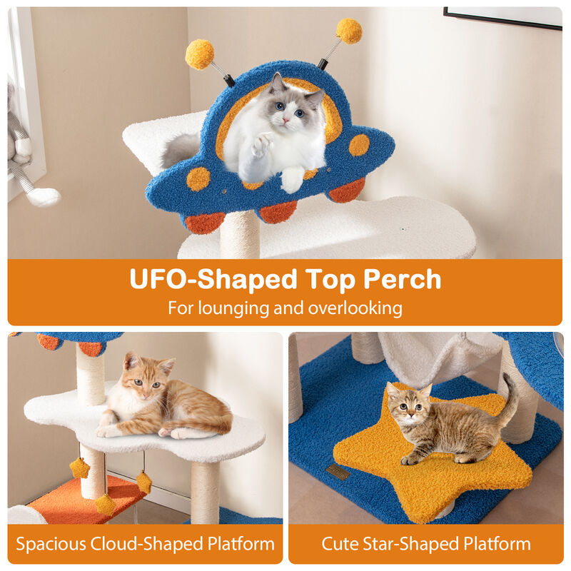 Tall Cat Tree with UFO Top Perch Space Capsule and Sisal Scratching Posts