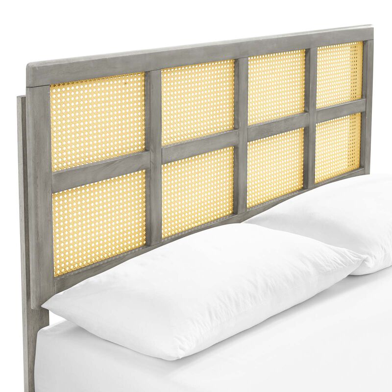 Modway - Sidney Cane and Wood Full Platform Bed with Splayed Legs