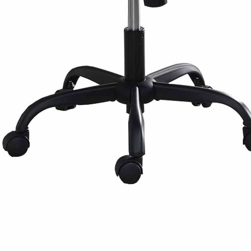 Rue 27 Inch Ergonomic Office Chair, Vegan Faux Leather Swivel Seat, Black-Benzara