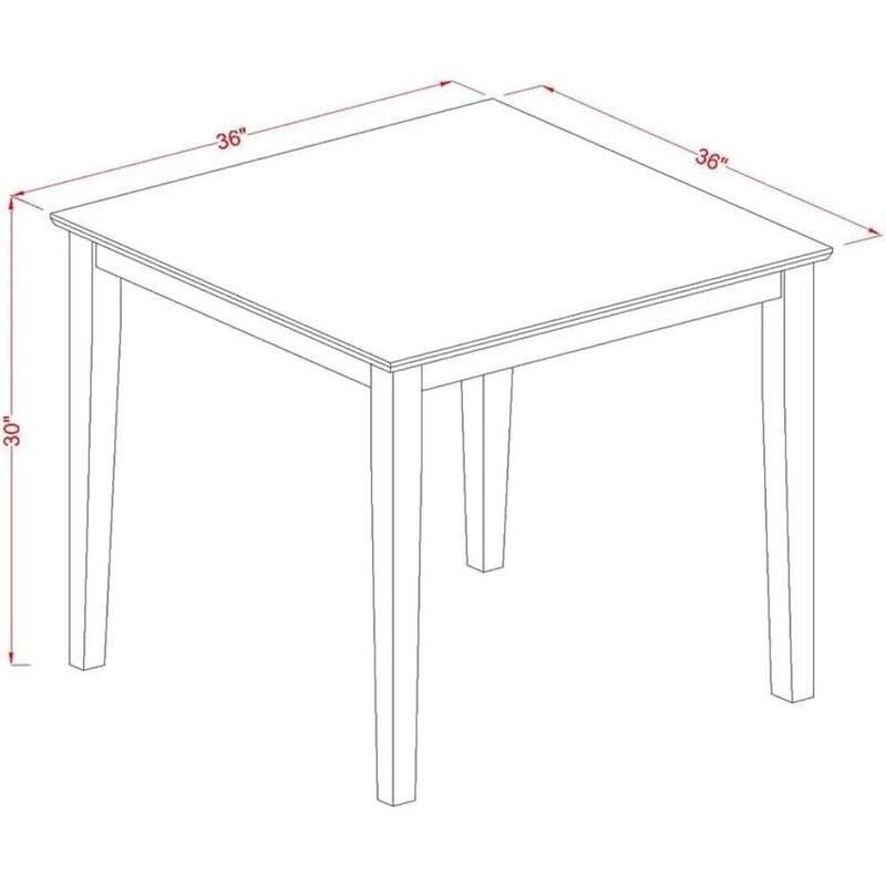 5 Piece Dining Room Furniture Set Consists of a Square Kitchen Dining Table