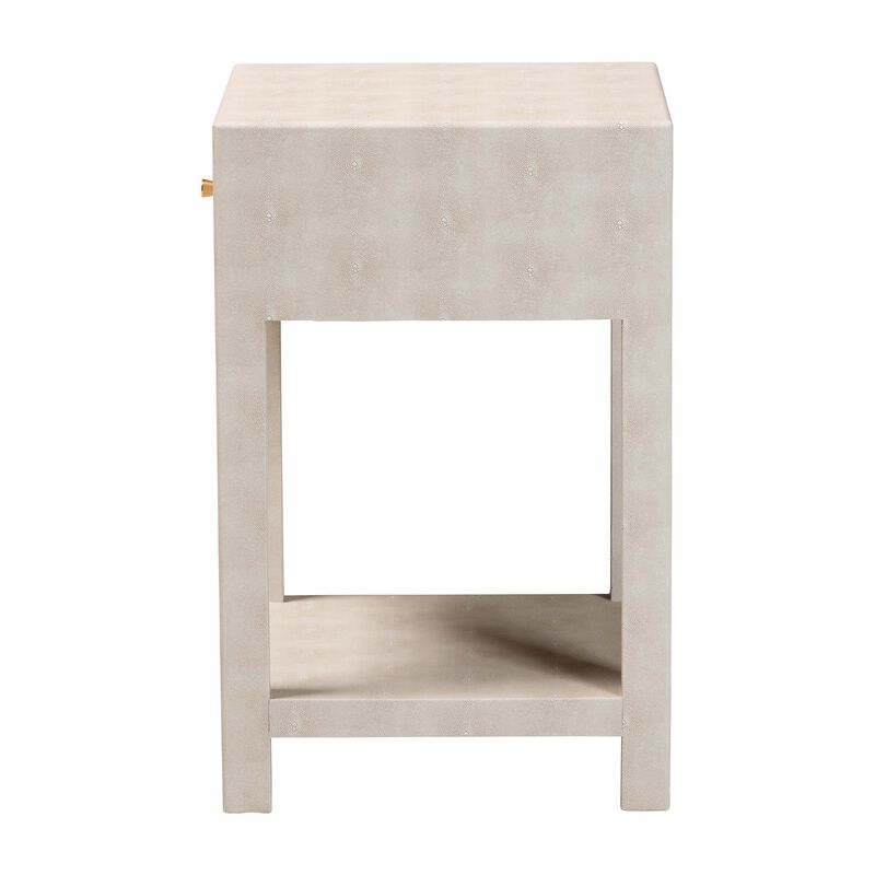 Baxton Studio Dansby Modern Beige Faux Shagreen 1 Drawer End Table