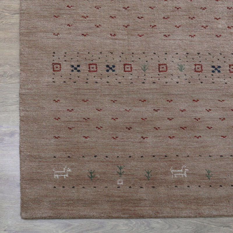 RUGSOTIC CARPETS HAND KNOTTED LOOM WOOL ECO-FRIENDLY AREA RUGS  - 9'x12', Rectangle, Light Brown Color, Contemporary Modern Design, High Pile Handmade Anti Skid Rugs for Living Room (L00585)