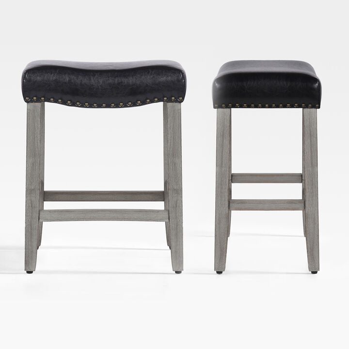 WestinTrends 24" Upholstered Saddle Seat Counter Stool (Set of 2)