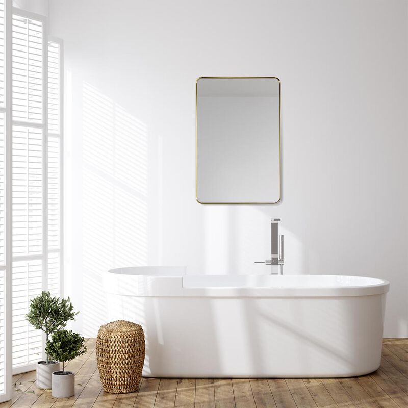 Altair Nettuno 24 Rectangle Bathroom/Vanity Brushed Gold Aluminum Framed Wall Mirror