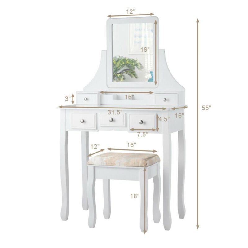 Hivvago 5 Drawers Removable Box Makeup Dressing Vanity Set