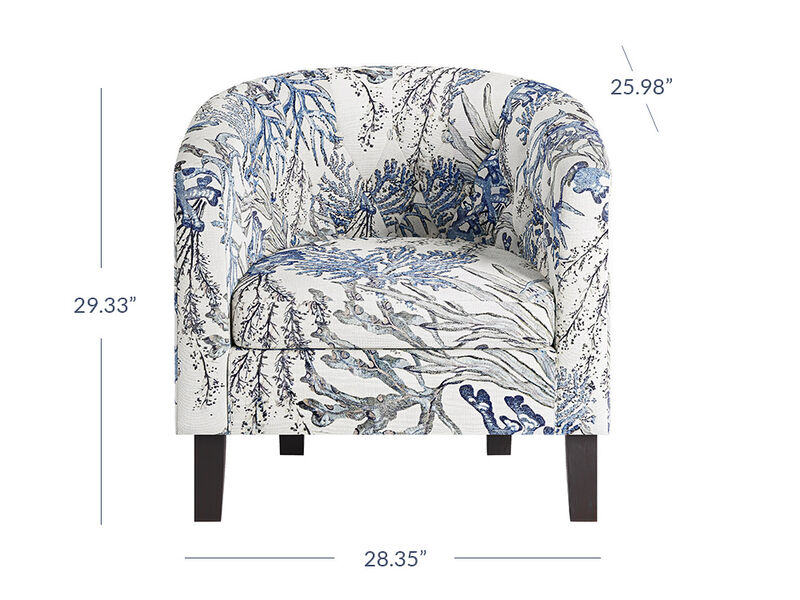 BELLEZE Accent Chairs for Living Room, Elegant Arm Chair Upholstered Tufted Barrel Chair Club Chair for Bedroom with Sturdy Legs and Linen Fabric - Berlinda (Blue Coral)