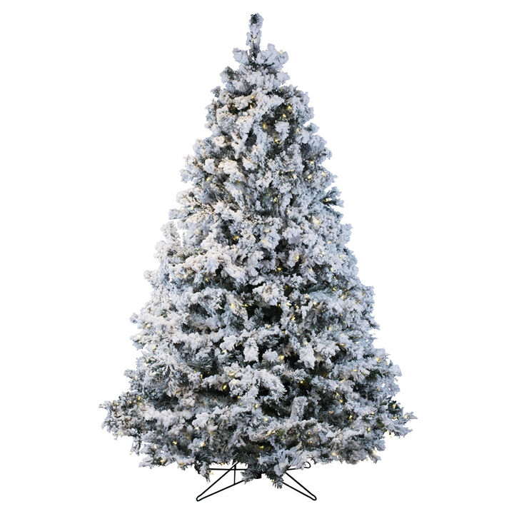 Vickerman  12 ft. x 92 in. Flocked Alaskan Pine Artificial Christmas Tree with 2050 Warm White LED Light & 2050 Tip Count