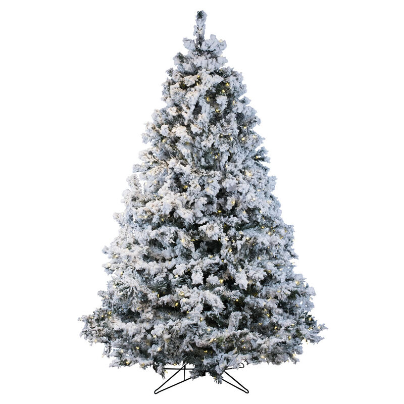 Vickerman  12 ft. x 92 in. Flocked Alaskan Pine Artificial Christmas Tree with 2050 Warm White LED Light & 2050 Tip Count