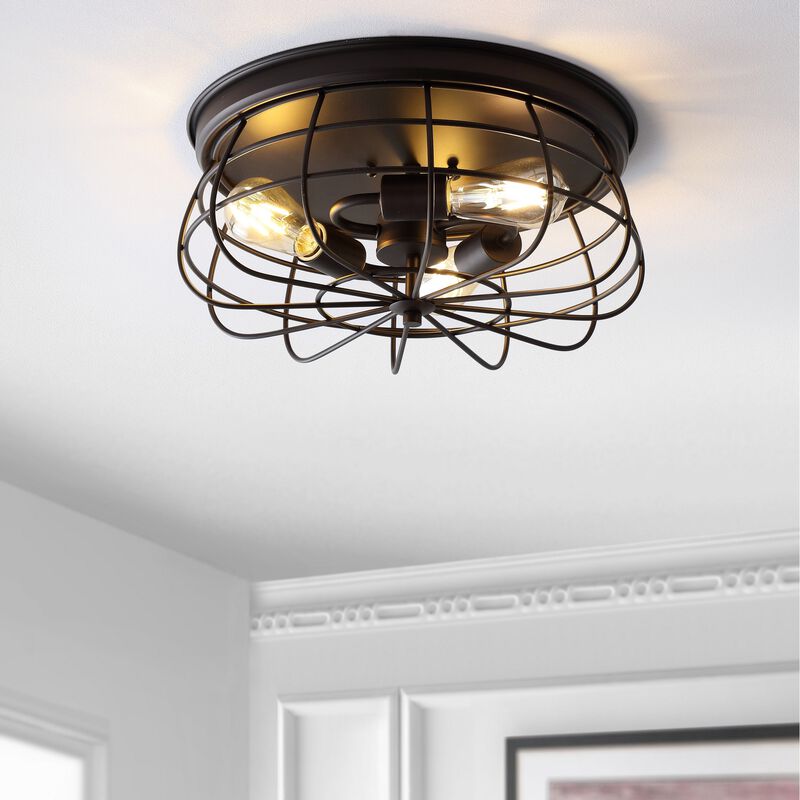 Calvia 3-Light Farmhouse Metal Cage Flush Mount
